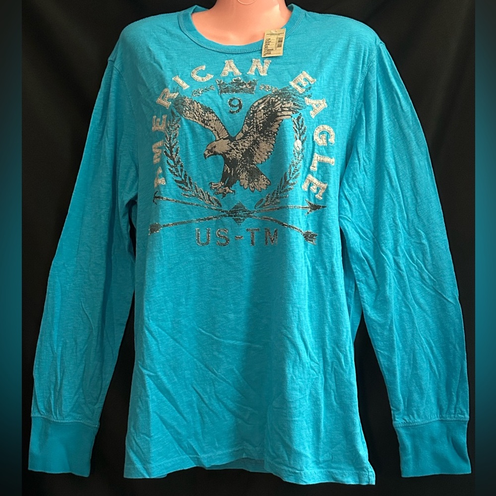 American Eagle Men’s Athletic Fit Turquoise Long Sleeve Tee LG NWT
